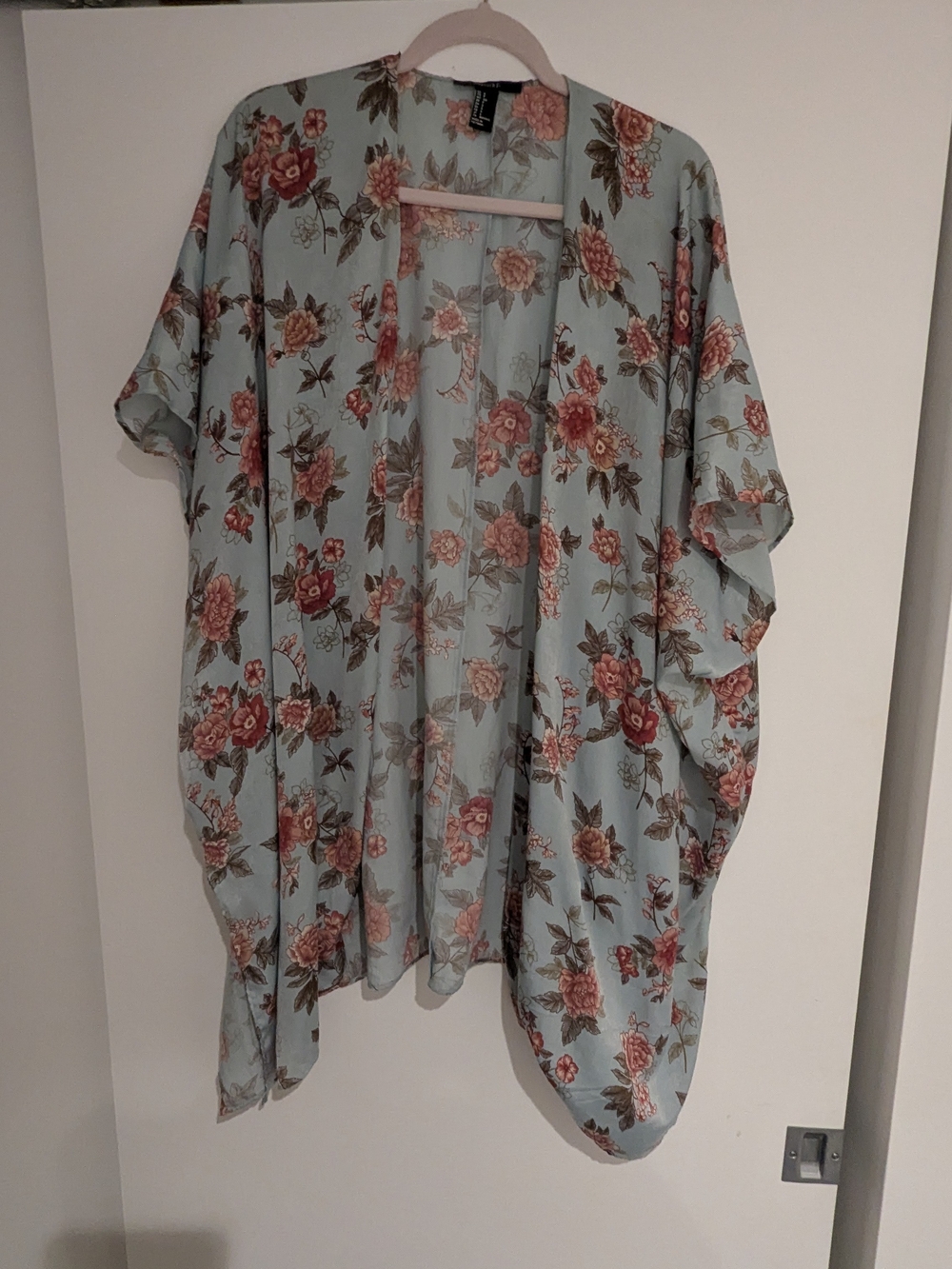Forever 21 Dusty Blue Floral Open-Front Kimono
